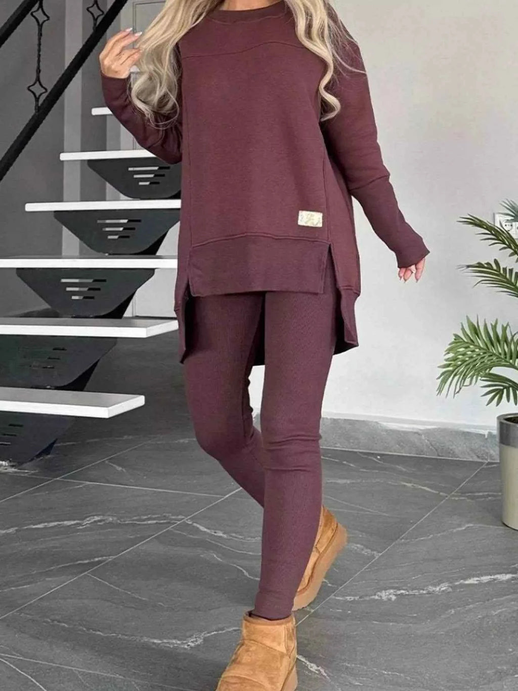 Full Size Slit Round Neck Top and Pants Set Plus Size 0553d5cc13914133b7e2f421e531505f-Max-Origin