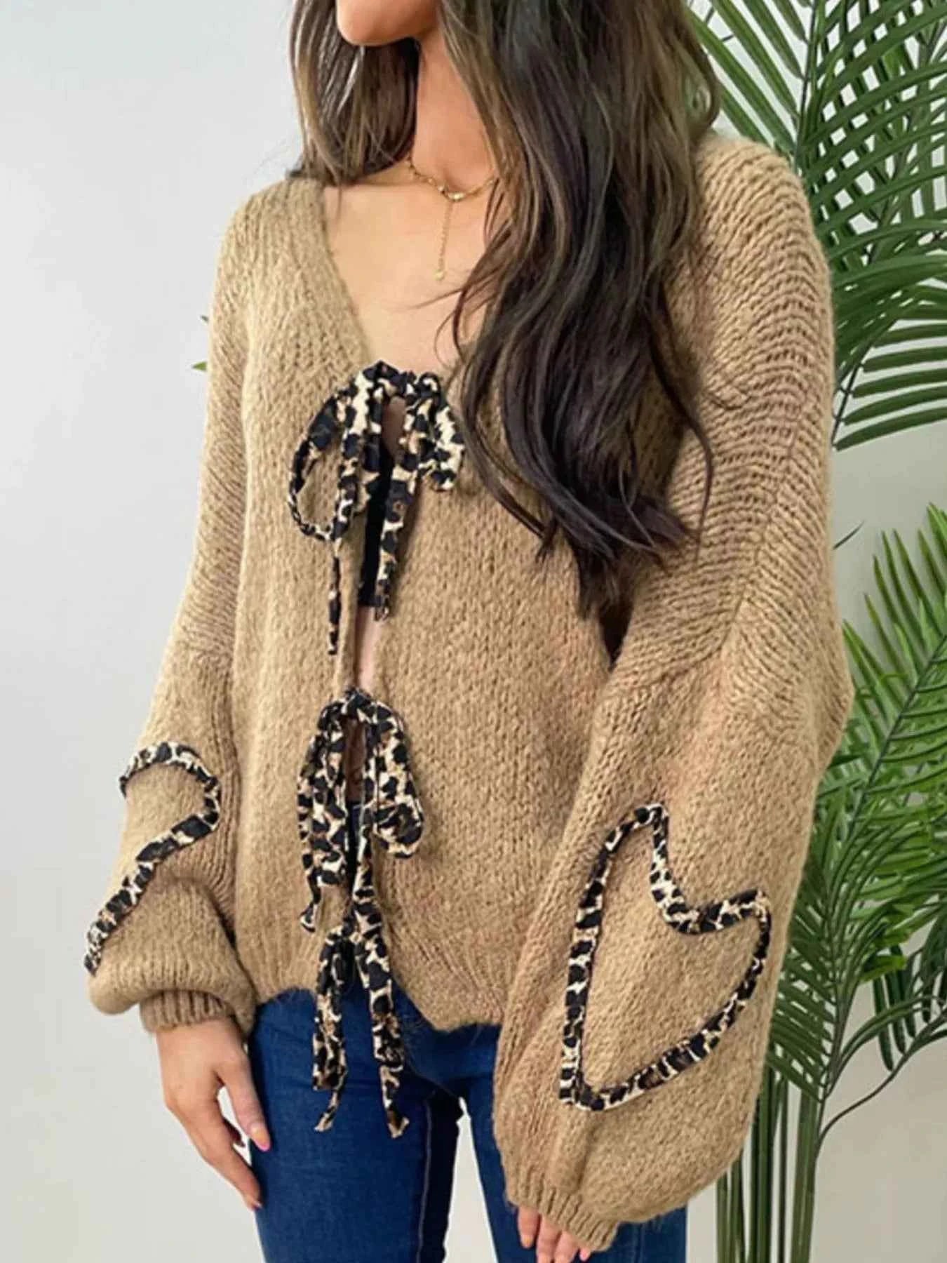 Tie Front Long Sleeve Sweater Khaki 0554eef9-91f6-43c9-b5ac-d7c4b107a8ce-Max-Origin
