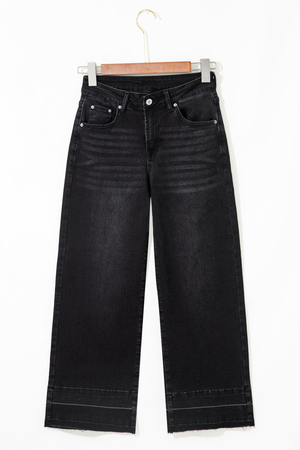 Gray Raw Hem Straight Leg Loose High Waist Jeans 055a513618b983e8