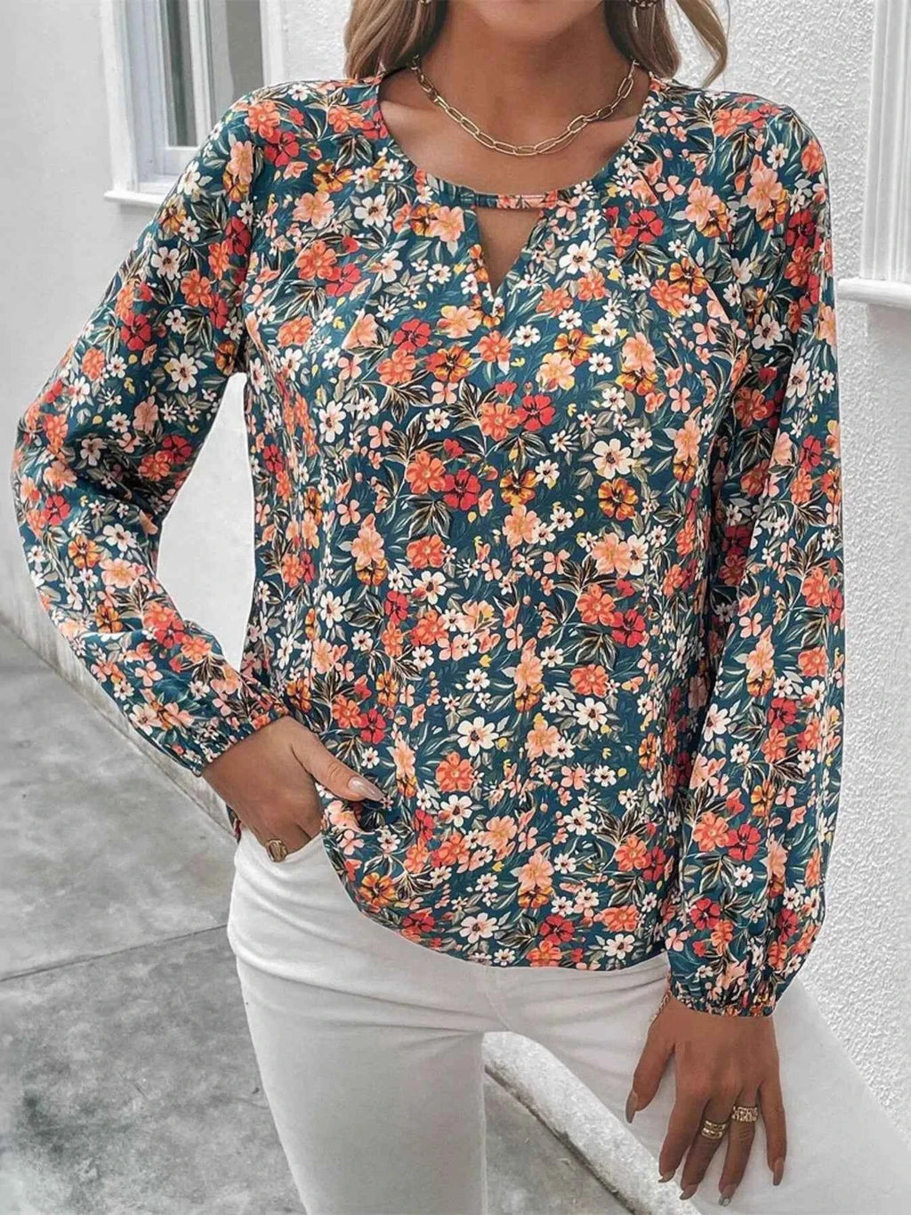 Floral Print Long Sleeve Blouse Color 055d48a5c2244b35b9e1d4c230e004ad-Max-Origin