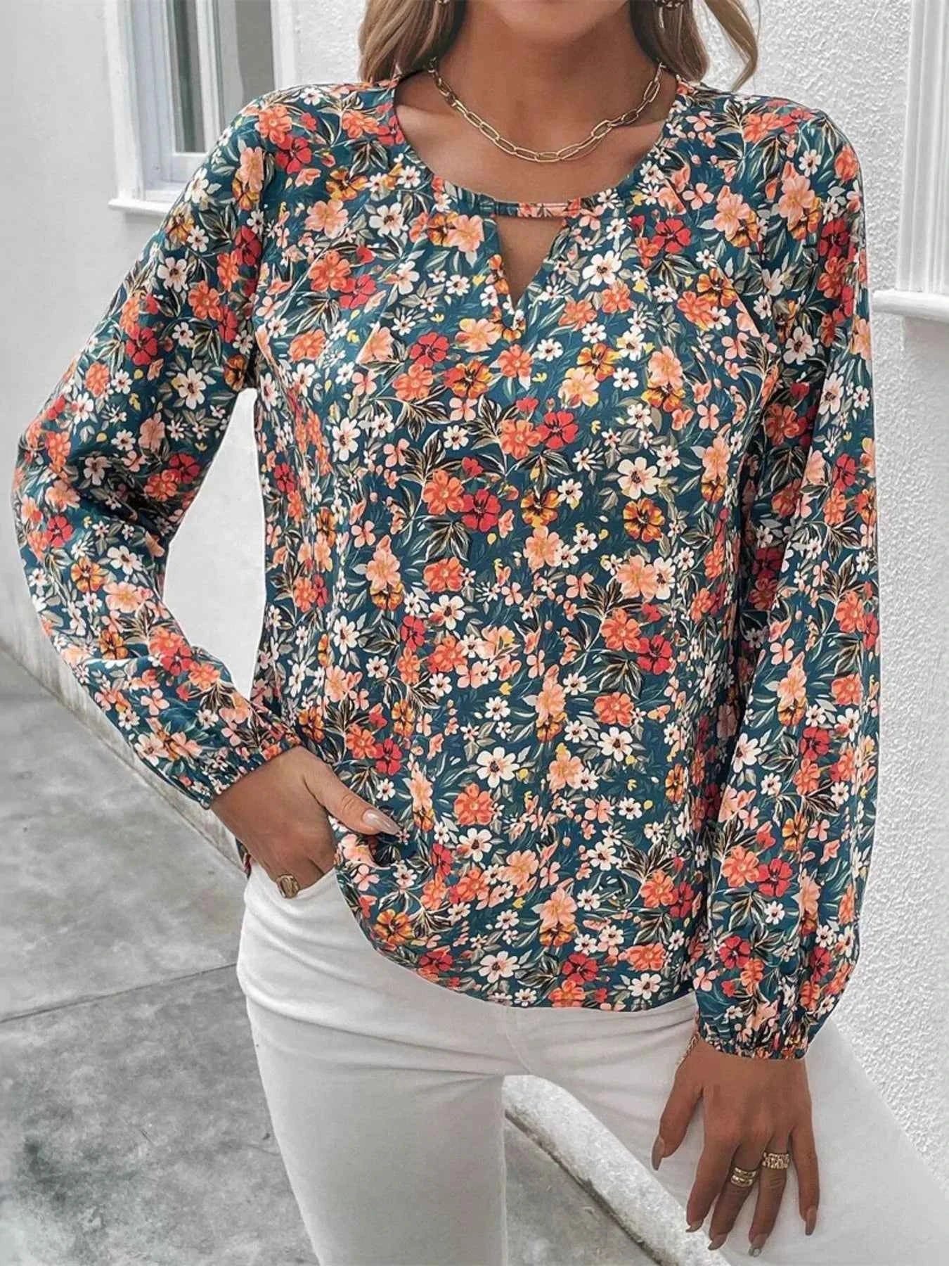 Floral Print Long Sleeve Blouse Color 055d48a5c2244b35b9e1d4c230e004ad-Max-Origin