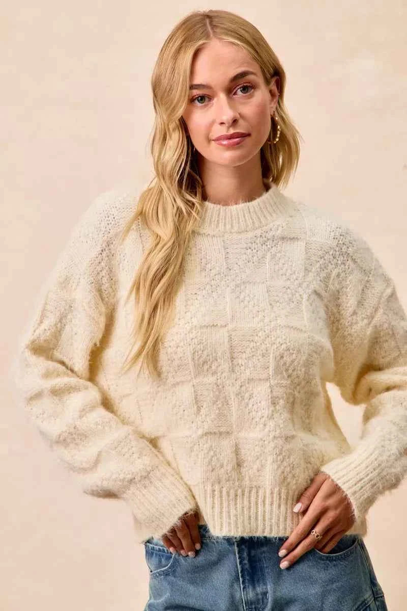BiBi Checker Board Drop Shoulder Sweater 0560a7fb0ddf42f1831d317d00fd8908-Max-Origin