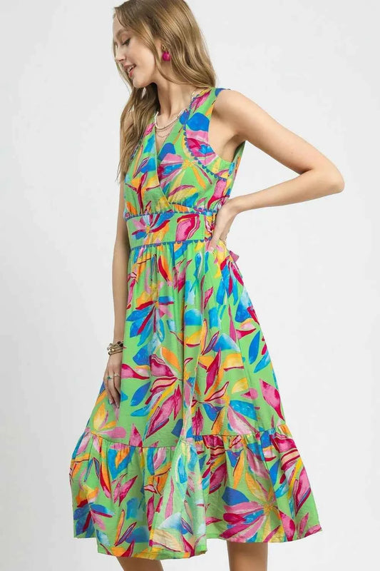 Ruffled Hem Printed Sleeveless Midi Dress 056832a0-07a9-4900-8dce-8b39c6ad332c-Max-Origin