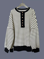 Striped Button Detail Casual Sweatshirt 0576d3d77e174c128e15eadd3f3efe91-Max-Origin