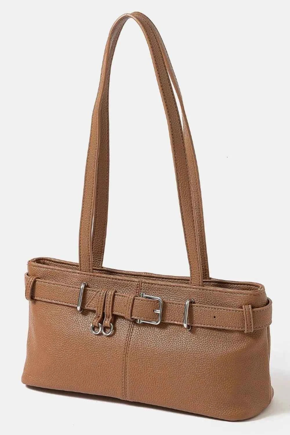 Fame Belt Strap Textured Faux Leather Shoulder Bag DBR One Size 057d831b-a860-4489-9c54-b6ed161cca8e-Max-Origin