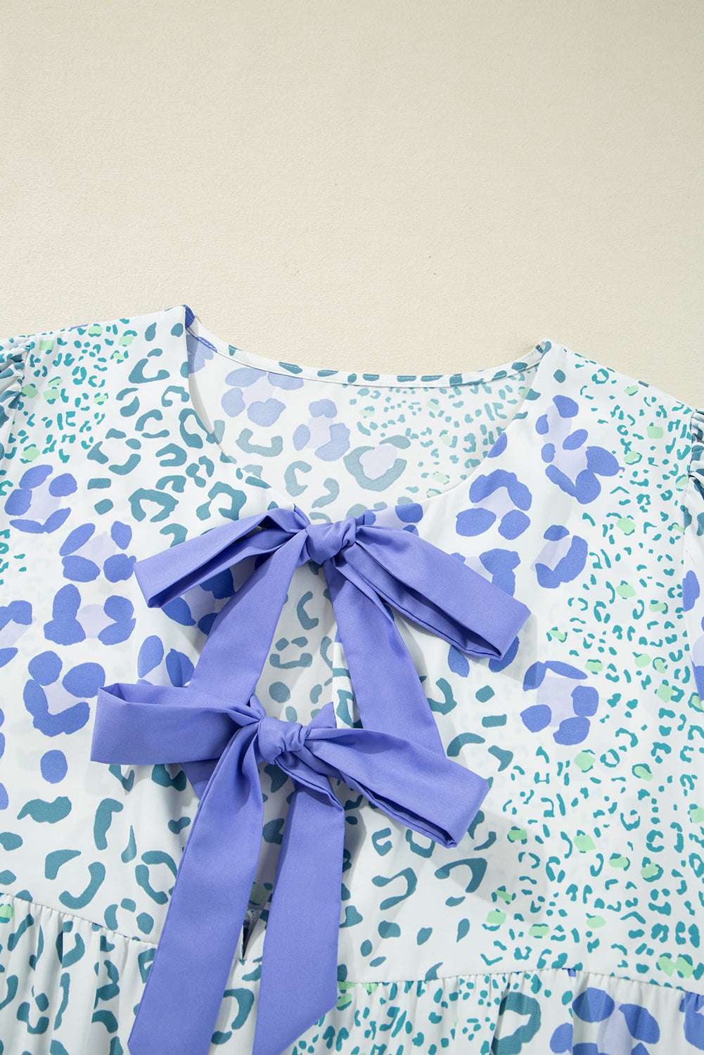 Sky Blue Leopard Bow Front Puff Sleeve Mini Dress 0587b06bdc998ea1-_5