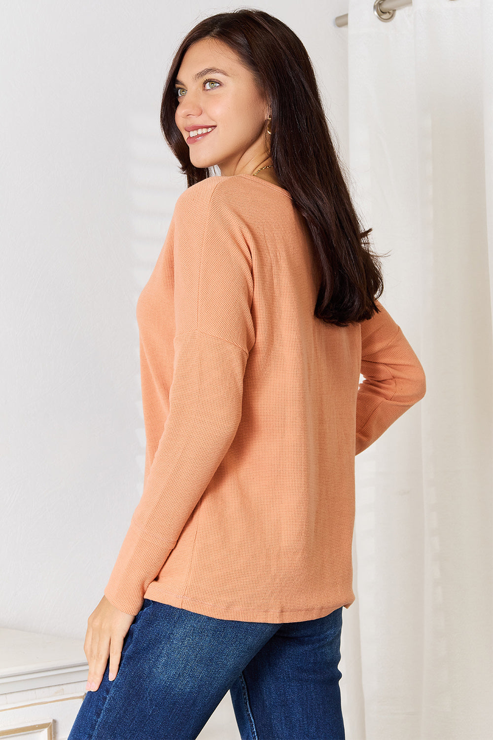 Basic Bae Half Button Long Sleeve Top 05922c52624548c4a73d5b14dd91fd19-Max