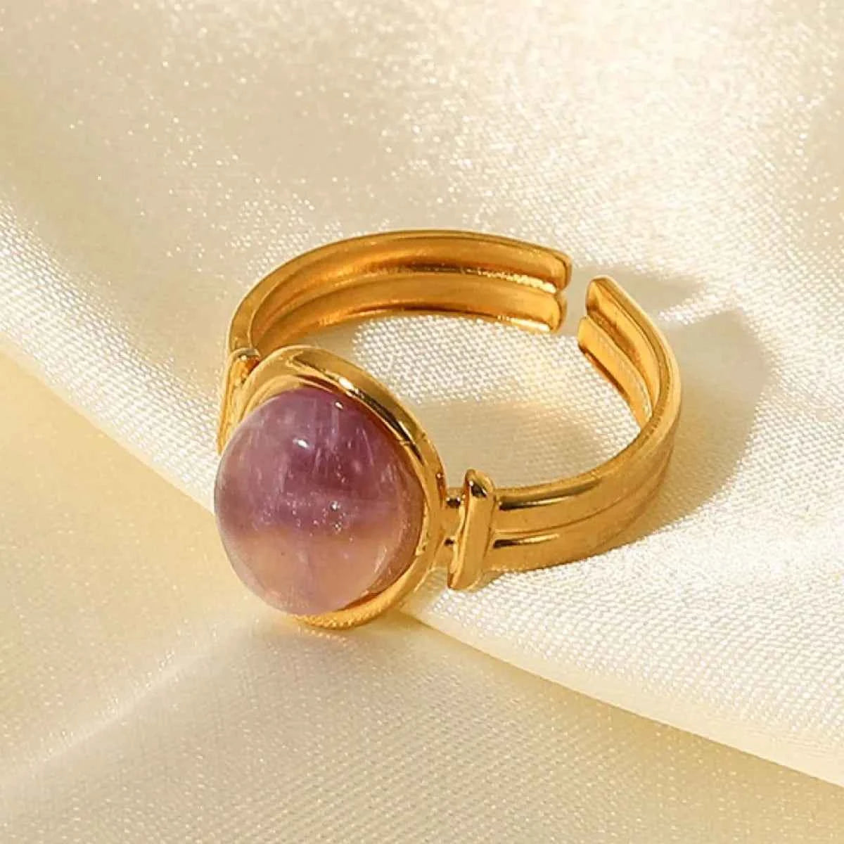 Vintage Natural Stone Gold Plated Adjustable Ring 05a6cf78-8f48-4ea4-af84-7ae6bec31ba8-Max-Origin