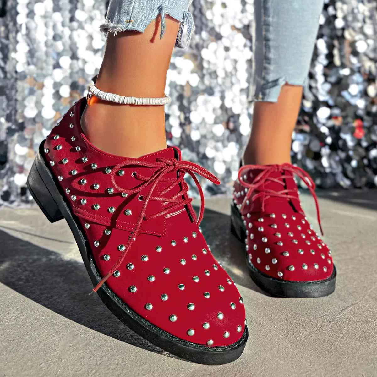 Round Toe Block Heels Loafers Red 05ab23c9-63ea-445b-b1be-b5b624a6a19b-Max-Origin