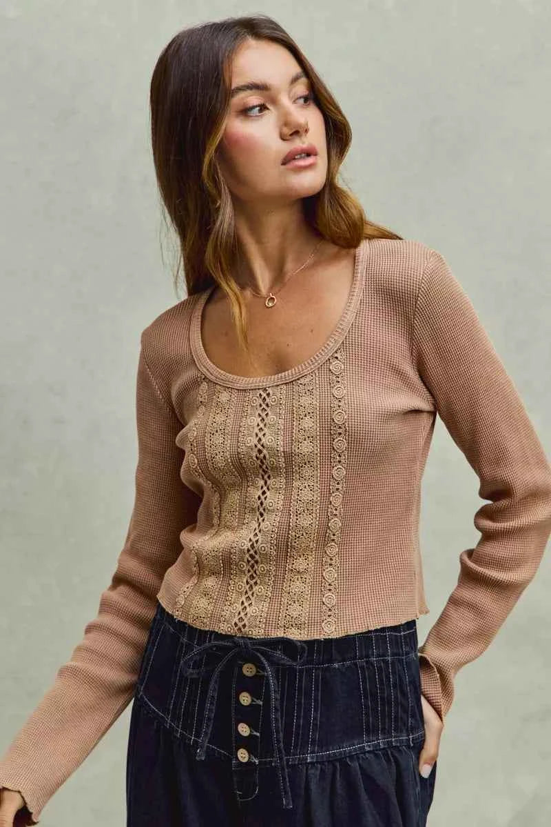 SO ME Vintage Washed Lace Crop Thermal Washed Knit Top 05b5cd331a924a4c8c7aaa53144bc308-Max-Origin