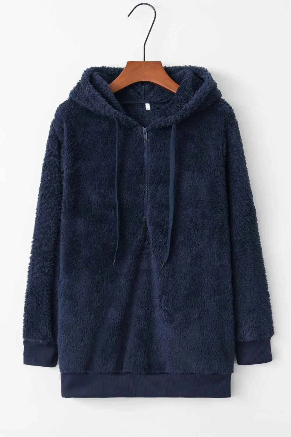 Full Size Quarter-Zip Drawstring Teddy Hoodie 05ba03b6-46ef-4e06-a5fc-49223498f994-Max