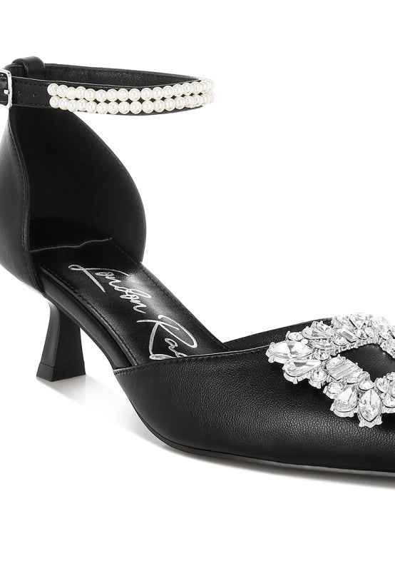 Onkana Diamante Brooch Kitten Heel Sandals 05c01690-e50a-4cf4-9811-2936f995b1cc
