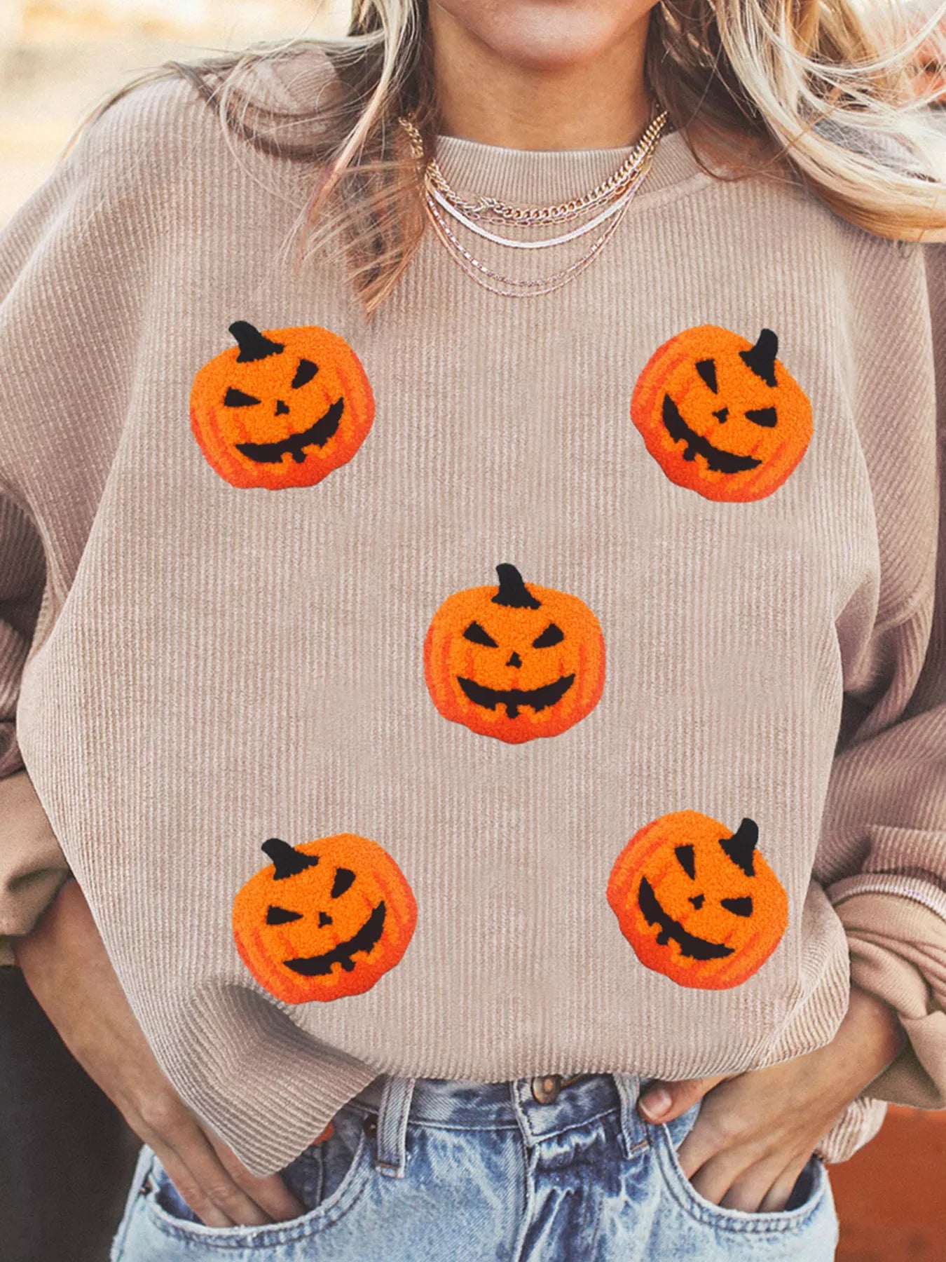Halloween Pumpkin Drop Shoulder Sweatshirt 05cd9c3943f947488c0bd9304731e1ac-Max-Origin