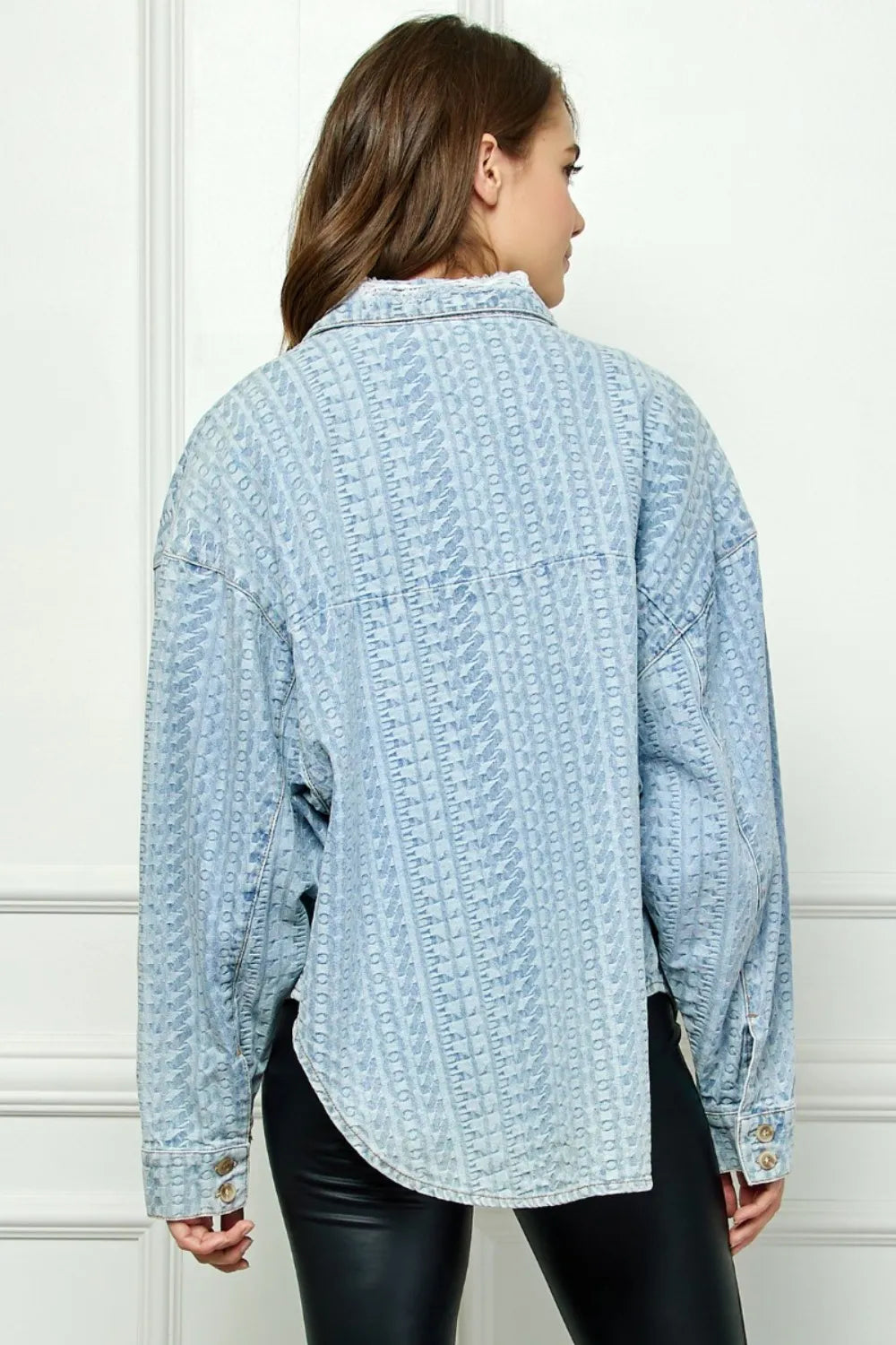 Veveret Button Up Dropped Shoulder Denim Top 05d19ec8-3660-47b0-b0ae-1fa592892e62-Max