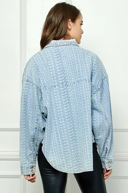 Veveret Button Up Dropped Shoulder Denim Top 05d19ec8-3660-47b0-b0ae-1fa592892e62-Max