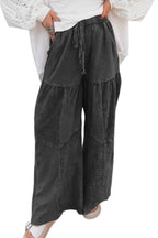 Ashleigh Blue Careys Mineral Wash Tiered Wide Leg Patchwork Drawstring Pants 05d49faec1e62f4a