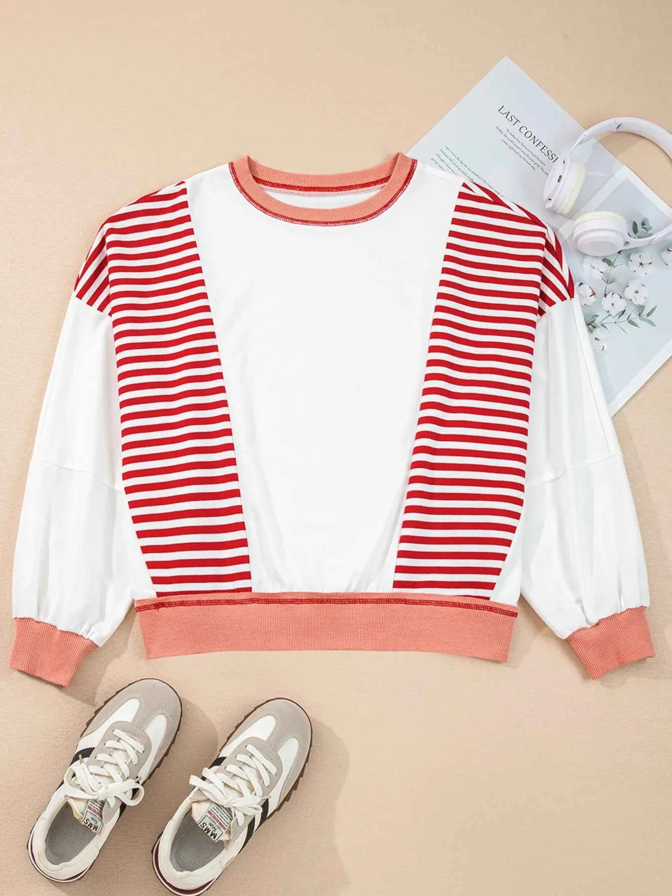 Stripe Color Block Contrast Stitching Oversize Sweatshirt 05d98e5386a6484b9c6e122087d9db71-Max-Origin