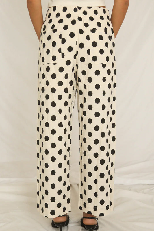 White Casual Polka Dot Wide Leg Pants 05d9a889a2bc90ad