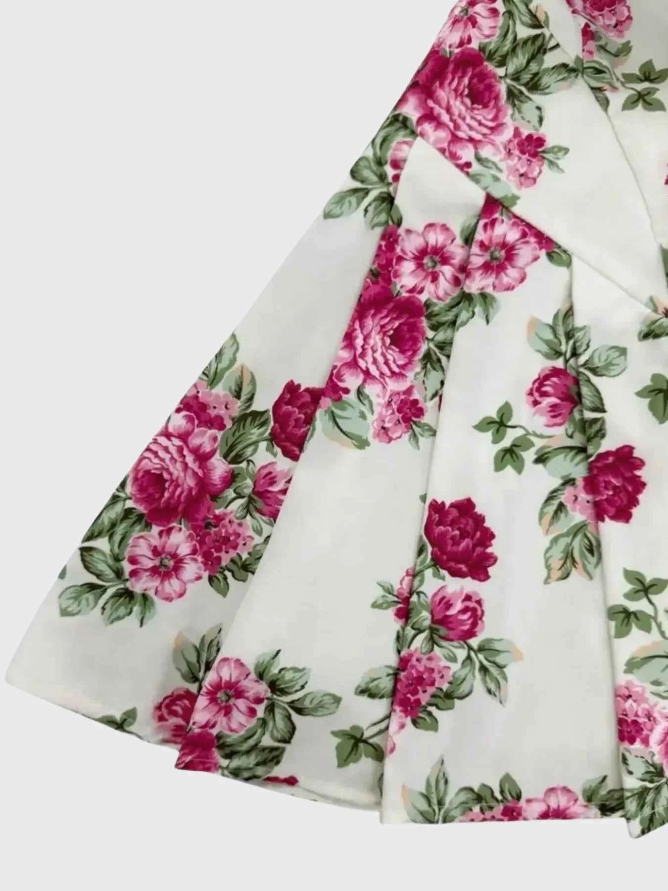 Pleated Floral Print Square Neck Mini Dress 05e14e19-6fc5-4c3e-848e-93e5f2f0910f-Max-Origin
