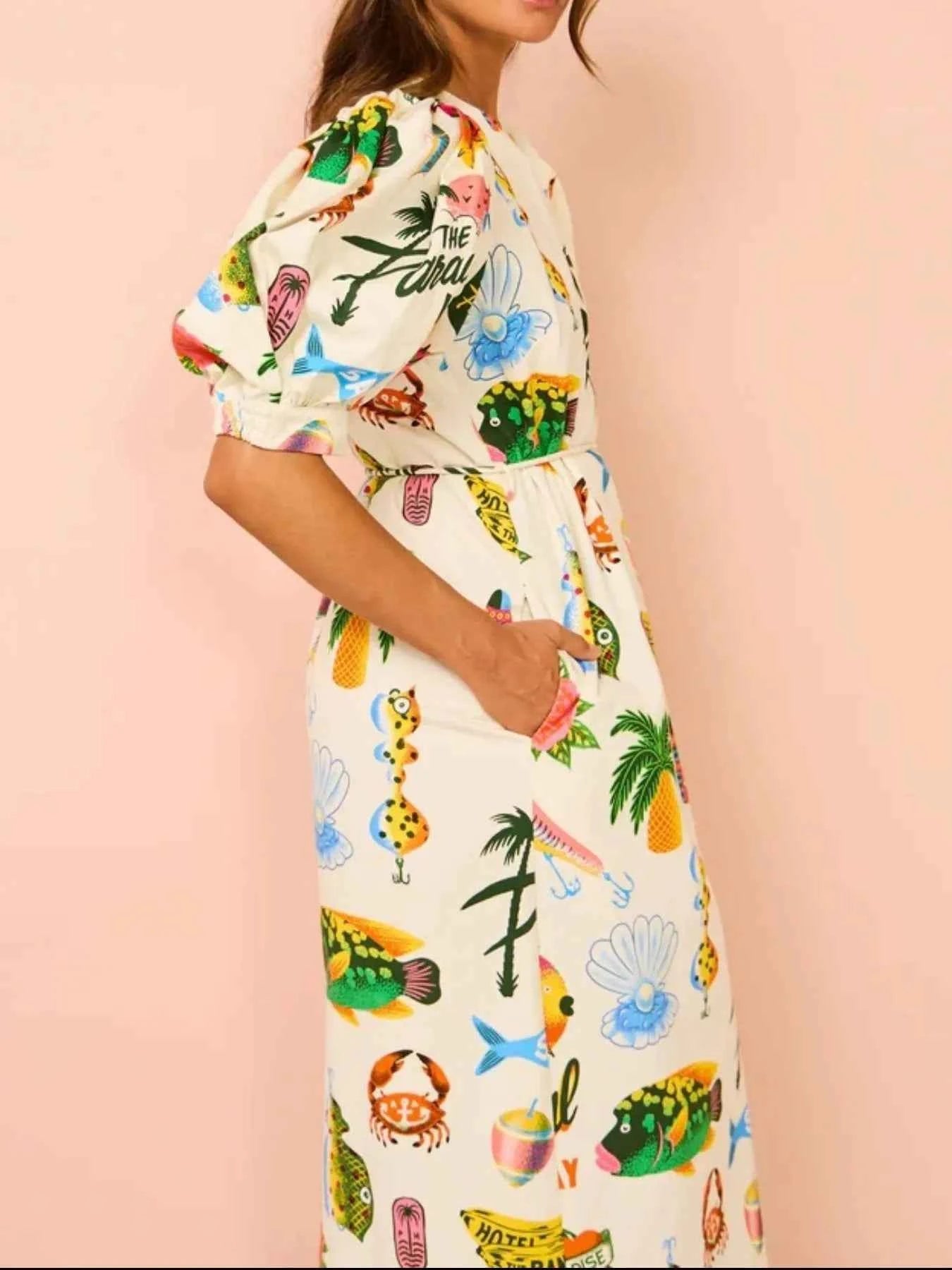 Printed Puff Sleeve Midi Dress 05e6ef23-0a30-486f-9ca2-536d11c820c4-Max-Origin
