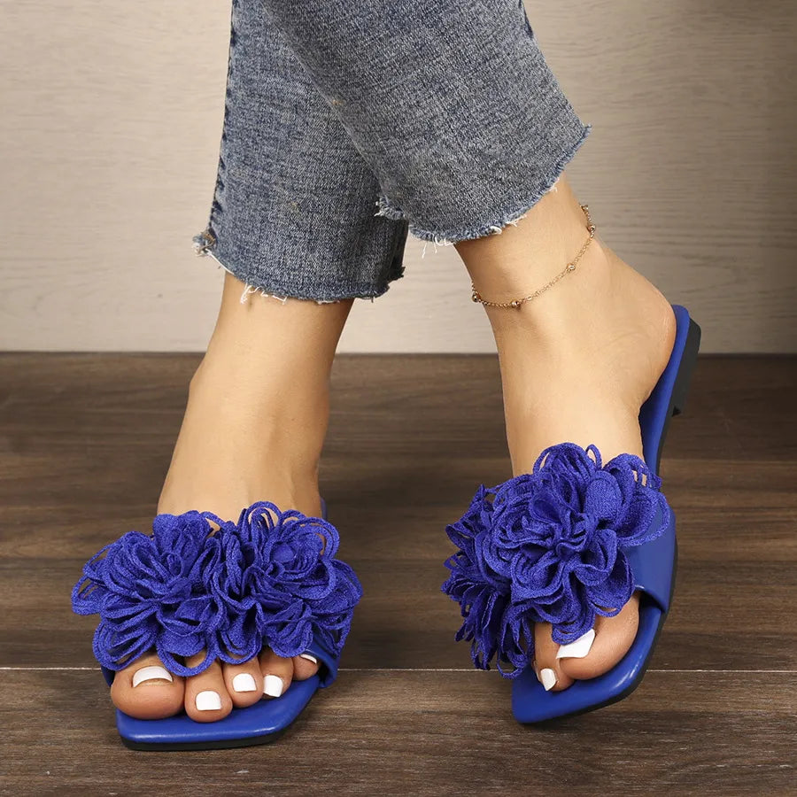 Floral Embellished Flat Sandals Blue 05f36589-db93-4fae-9080-8b7ff3751a18-Max-Origin