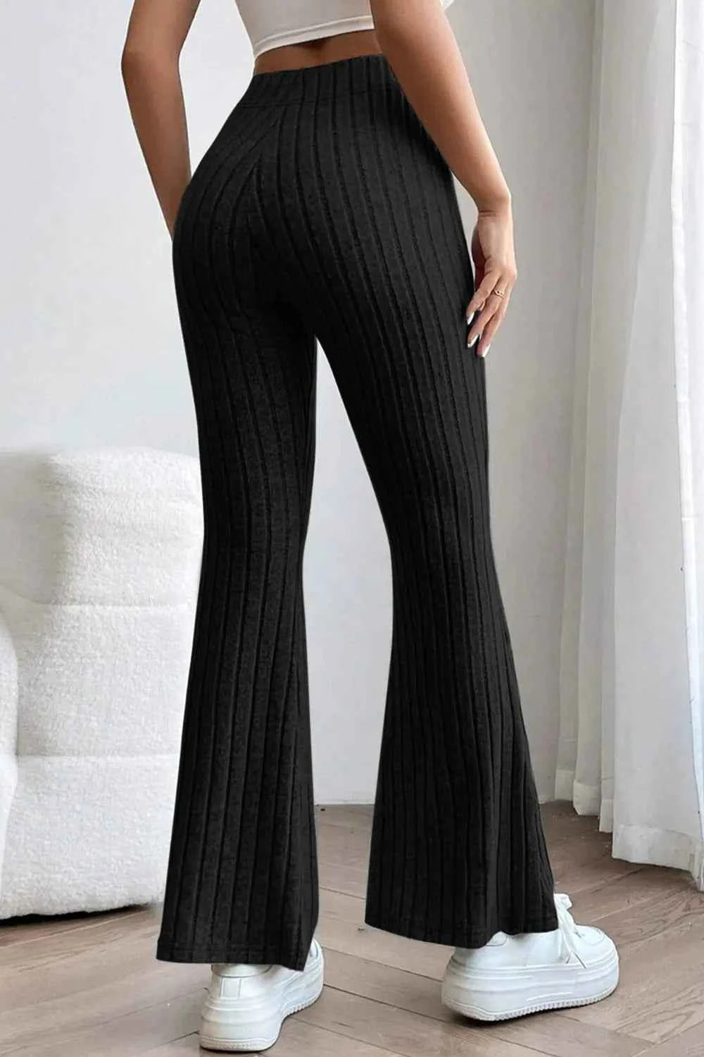 Basic Bae Full Size Ribbed High Waist Flare Pants 05fb7198-cc03-47b6-bfdd-840eac6ec3d8-Max