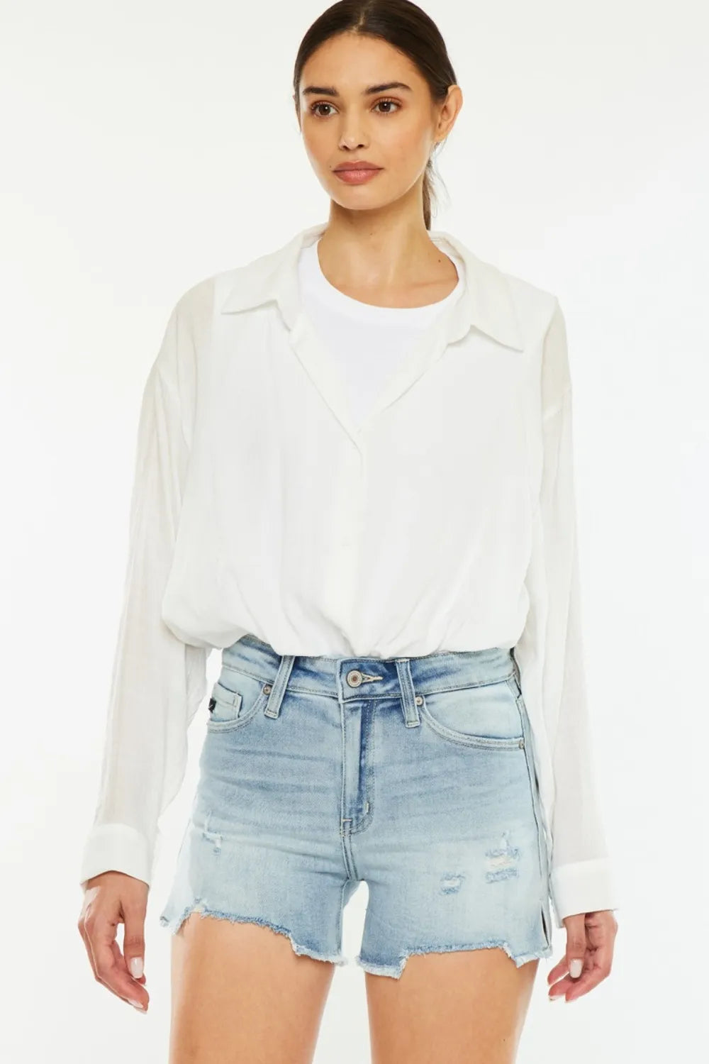 Kancan High Rise Side Slit Denim Shorts Medium 0615c178-caa1-40b4-ab71-dba259533436-Max