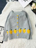 Lemon Pattern Button-Up Cardigan Gray One Size 06197c660f684da091d1d8ee2685baa4-Max-Origin