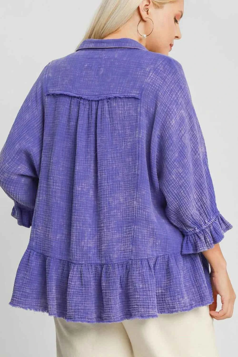 Umgee Plus Size Size Mineral Washed Cotton Gauze Top 0621475d-505c-45b0-97c4-7134f2fcf5ea-Max