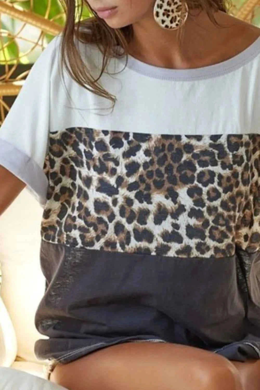 BiBi Leopard Printed Jersey Color Block Roll Up Top 0626859e-dcda-46ac-8a23-414c5b5ea770-Max-Origin