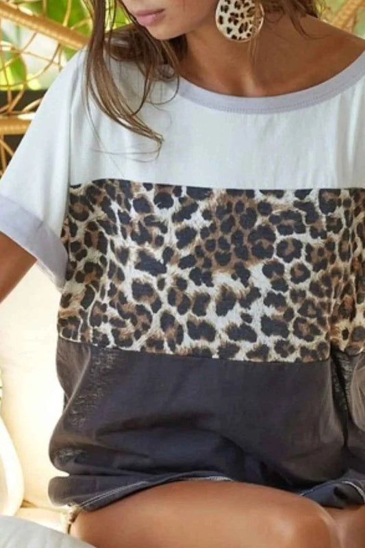 Leopard Printed Jersey Color Block Roll Up Top 0626859e-dcda-46ac-8a23-414c5b5ea770-Max-Origin
