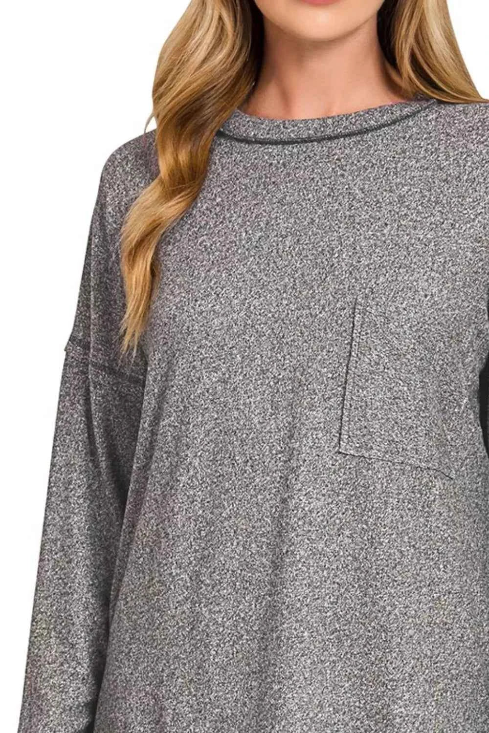Zenana Soft Melange Hacci Round-Neck Long Sleeve T-Shirt 0628979c-6025-48f7-8c46-8c7e1919505c-Max-Origin