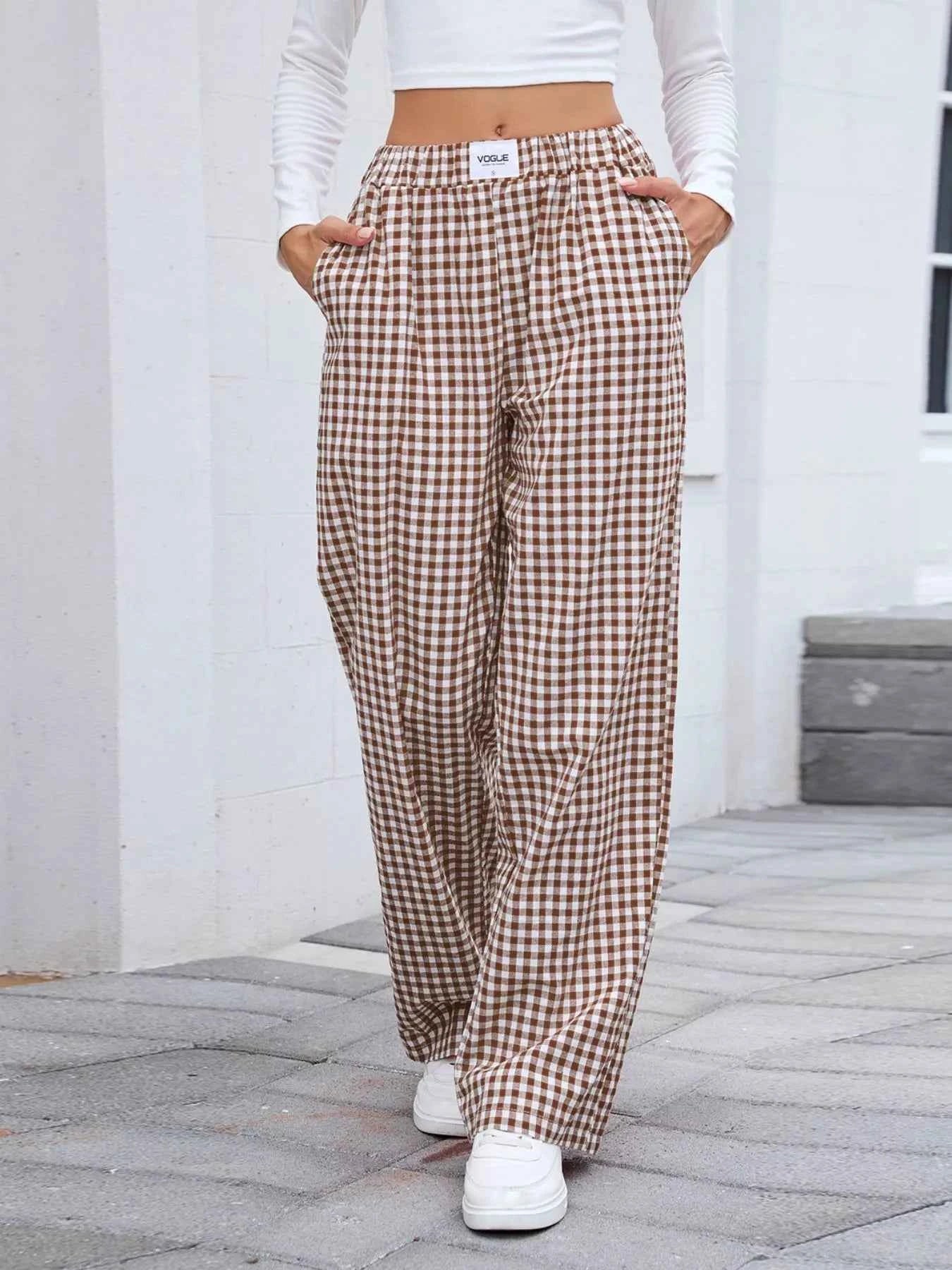 Plaid Wide Leg Casual Pants 063d185f-a14b-4957-a85e-6f647ddd208b-Max-Origin