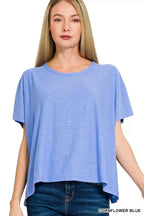 Zenana Round Neck Short Sleeve T-Shirt CORNFLOWER BLUE 064482e52232434795868659741c1d58-Max-Origin