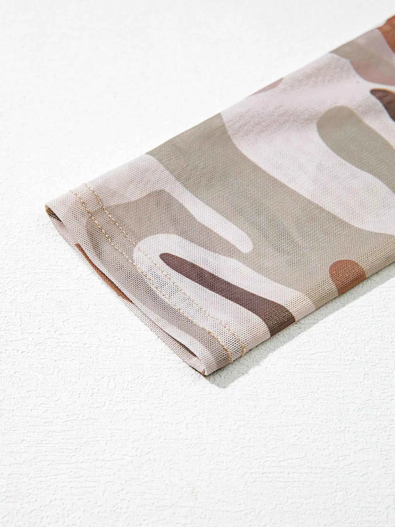 Camouflage Print Mesh Long Sleeve Top 06485acd95bf422a8f6a9c7d958d618d-Max-Origin