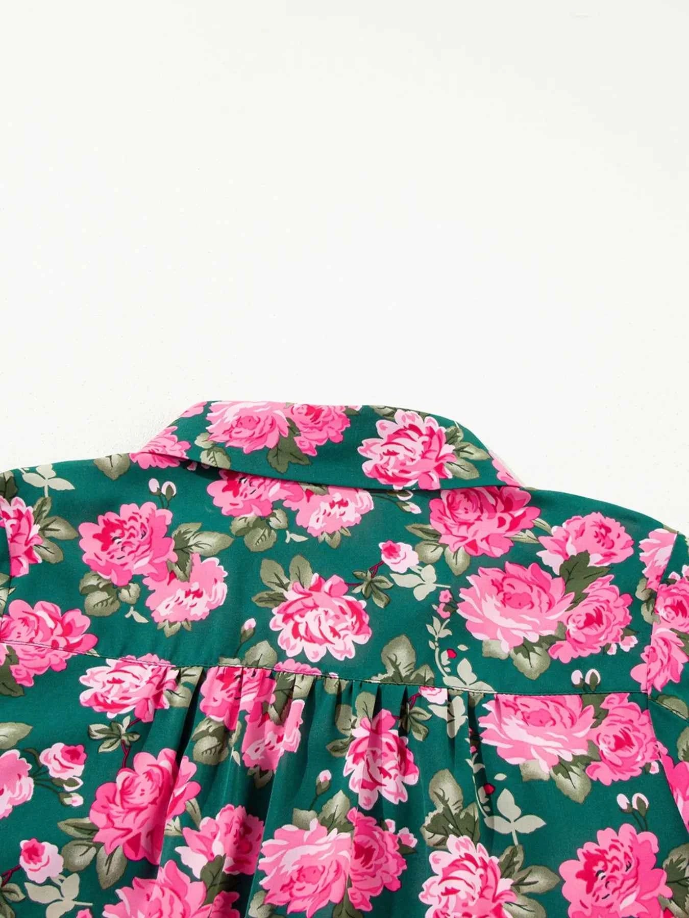Floral Printed Tied Collar Puff Sleeve Blouse 064b409399e84aa0817378cb25c8656d-Max-Origin