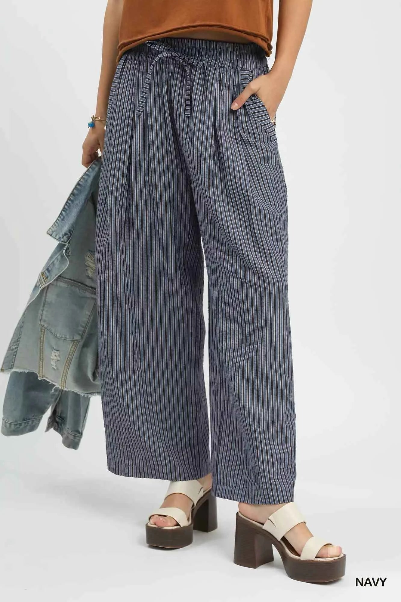 Umgee Drawstring Striped Wide-Leg Pants NAVY 0653299d-9c28-4814-9402-98f4b9508f95-Max-Origin