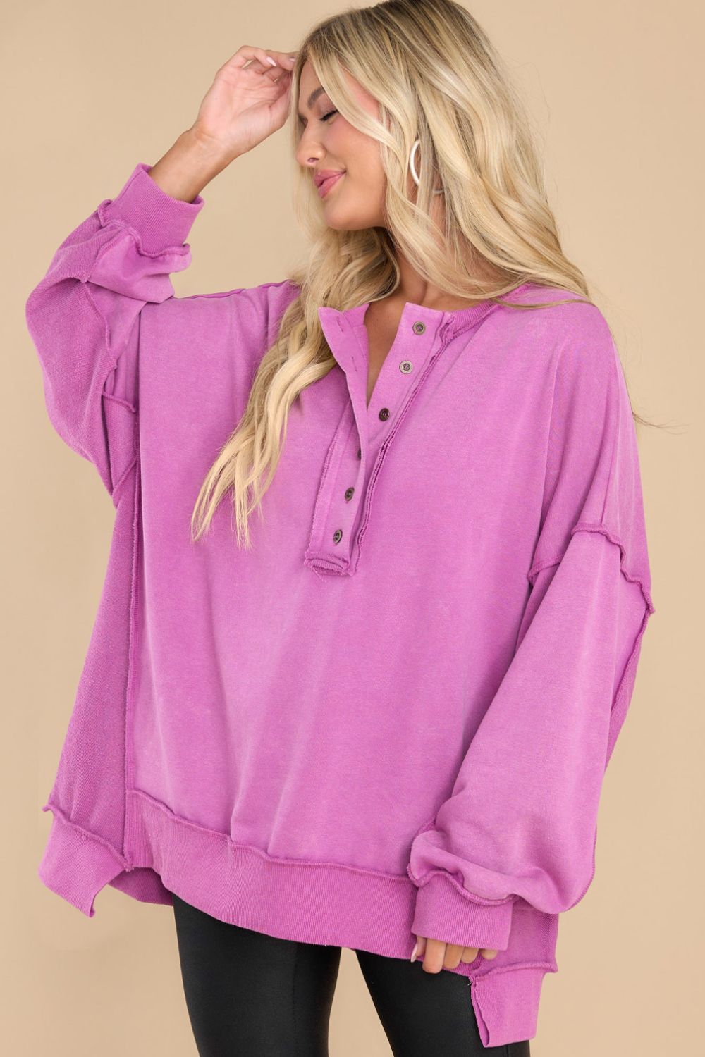 Exposed Seam Long Sleeve Sweatshirt