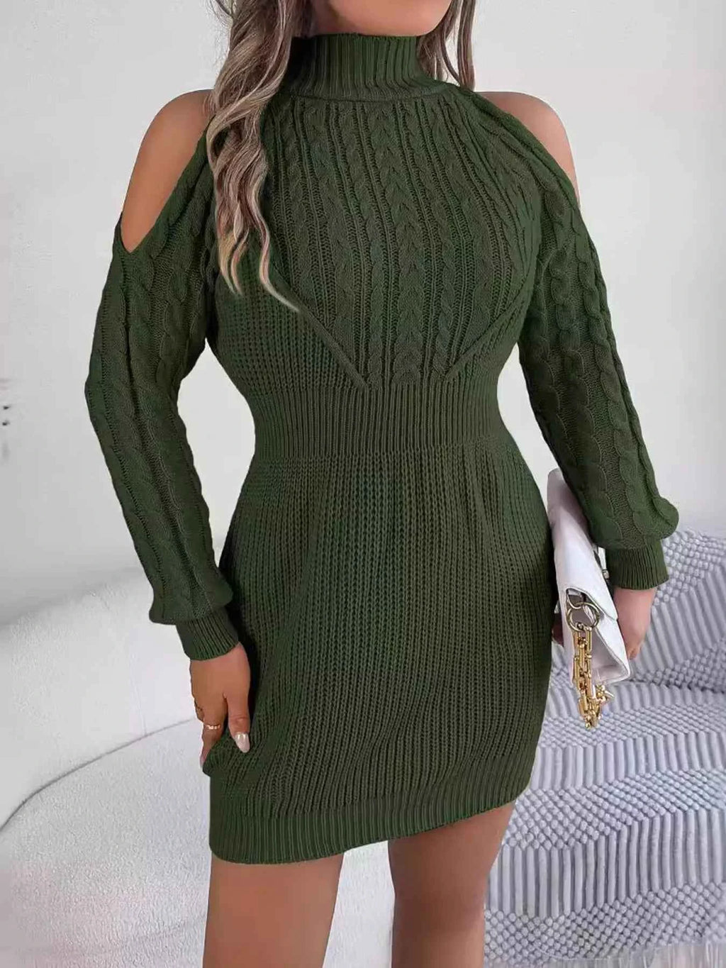 Cold Shoulder Cable Knit Turtleneck Sweater Dress 065c546d77f24028baca80ed8847b850-Max-Origin