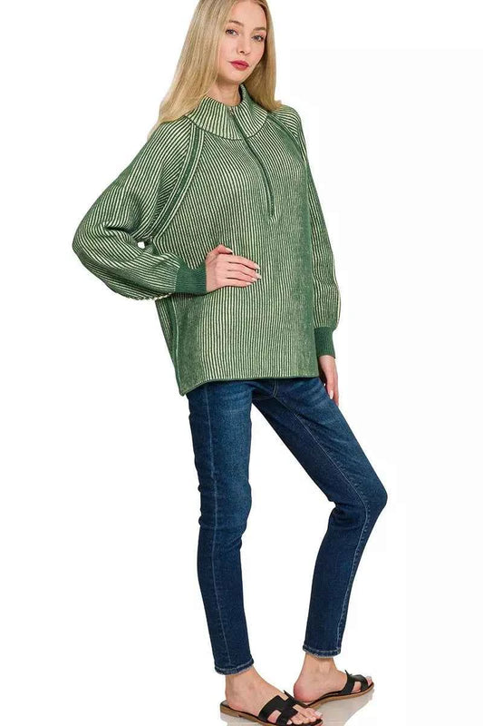 Ribbed Two Tone Half Zip Sweater 06630764042d4094a2ffb5f092d33d9c-Max-Origin
