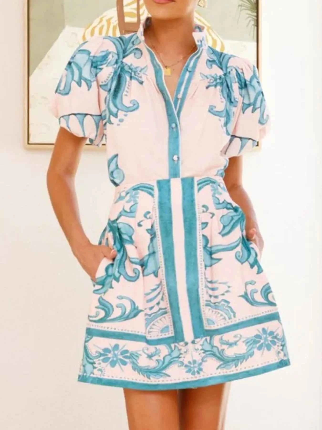 Printed Puff Sleeve Top and Skirt Set 06700c0c-d0f0-4151-9a70-364c2d1aa9a3-Max-Origin