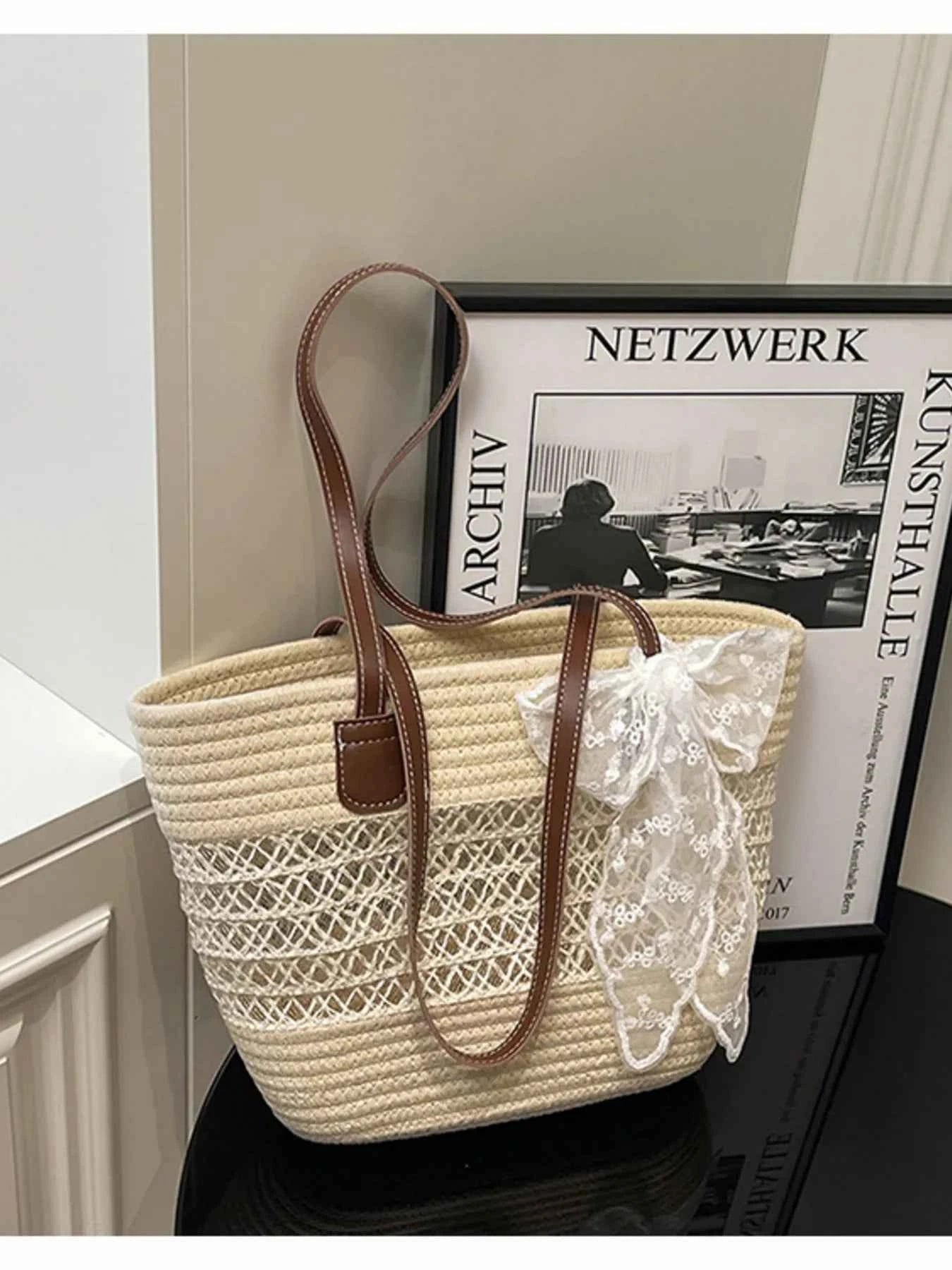 Woven Straw Shoulder Bag Beige One Size 06717f4246eb47f68285a6ab6a89f13c-Max-Origin
