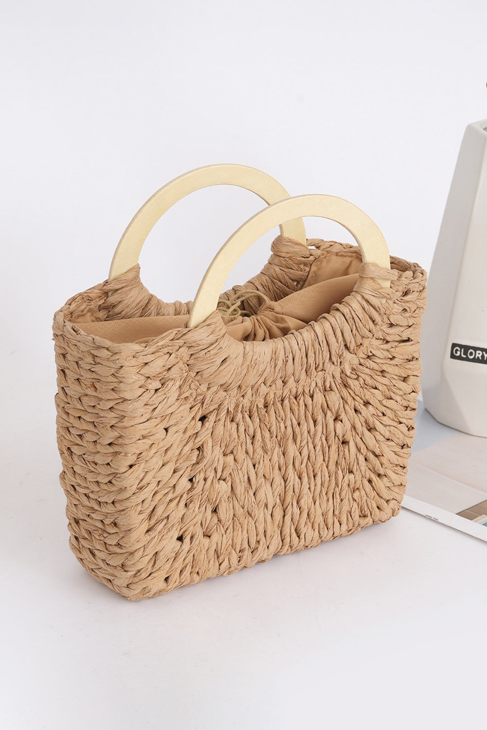 Camel Retro Straw Woven Tote Bag 06816767a723156f
