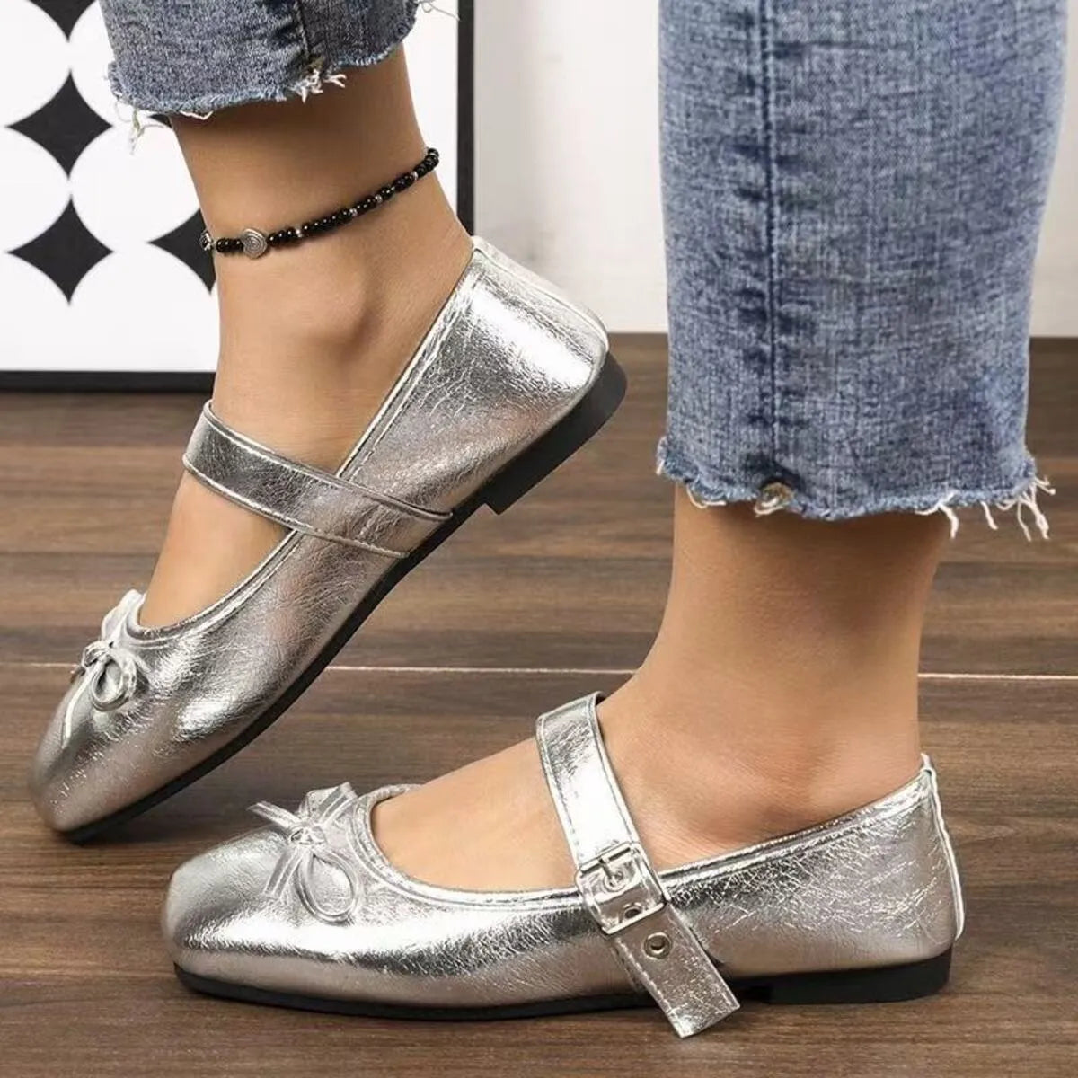 Bow Detail Mary Jane Loafers Silver 068fc44fdb3b4ddaa6baaeec920fc142-Max-Origin