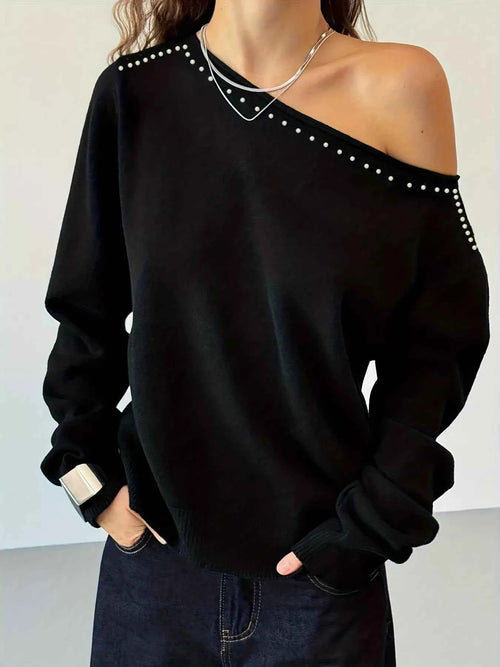 Studded Single Shoulder Knit Top