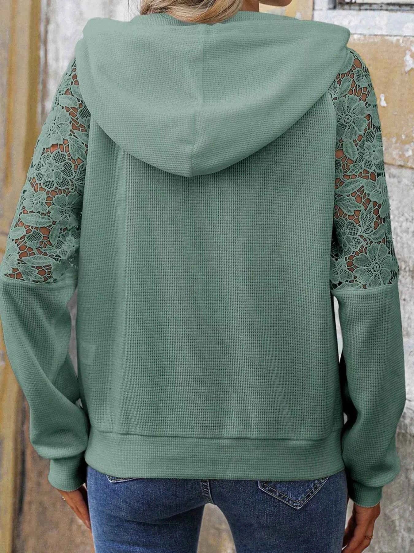 Lace Detail Drawstring Long Sleeve Hoodie 06ca4023-916a-43c1-89e2-2b8381cc6f4a-Max-Origin