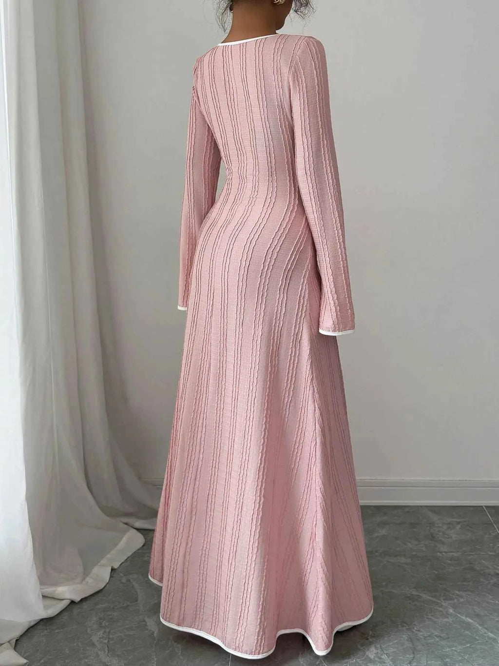 Textured Square Neck Long Sleeve Maxi Dress 06ccf066-c92c-4542-86f5-87682510c82d-Max-Origin
