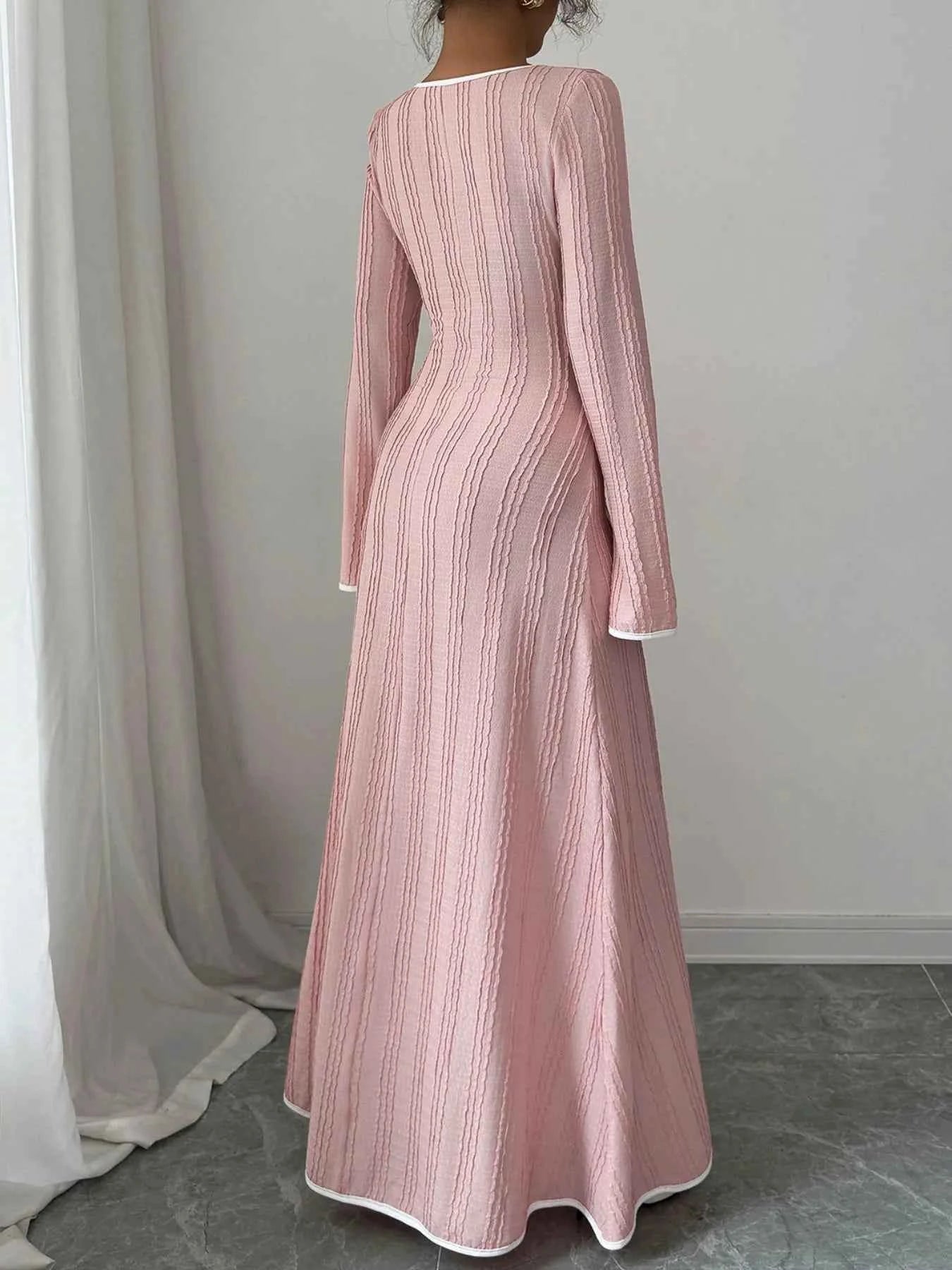 Textured Square Neck Long Sleeve Maxi Dress 06ccf066-c92c-4542-86f5-87682510c82d-Max-Origin