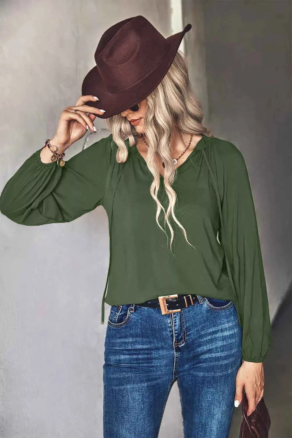 Tie Neck Long Sleeve Blouse 06e0b882-272c-4ab7-bf98-389c1253c1b5-Max-Origin