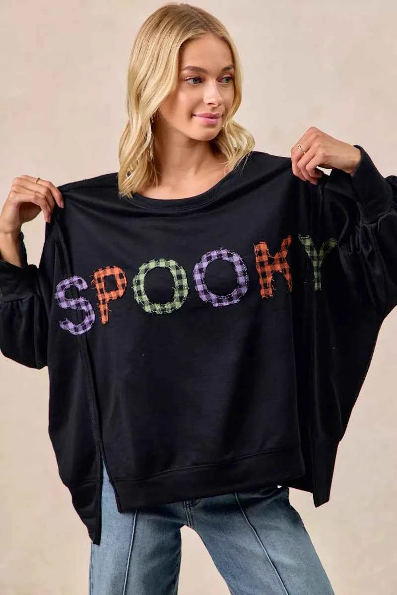 BiBi Spook Plaid Letter Print Oversized Sweatshirt 06e1a05e22fa459cb4291e968e6d30b5-Max-Origin
